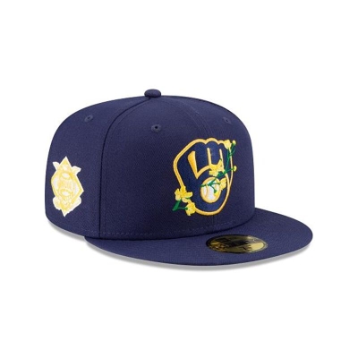 Sapca New Era Milwaukee Brewers MLB Side Patch Bloom 59FIFTY Fitted - Albastri